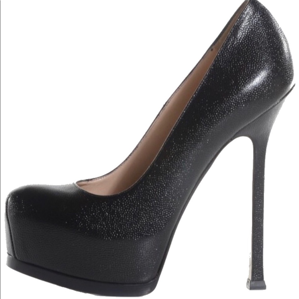 YSL black leather heels - Picture 1 of 6